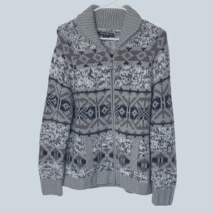 Eddie Bauer Women's Wool/ Alpaca Zip Up Faire Isle Cardigan Sweater Size XL